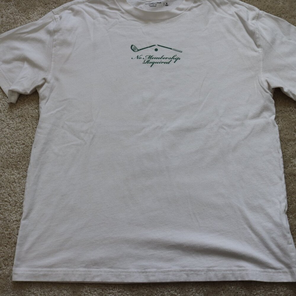 Abercrombie & Fitch White Short Sleeve Tee with Green Golf Graphic